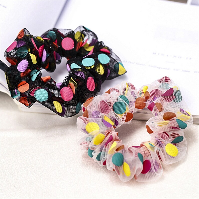 Hair Scrunchies,Tulle Scrunchies,Hair Accessory Ponytail Hair Tie,Scrunchy,Polka Dot