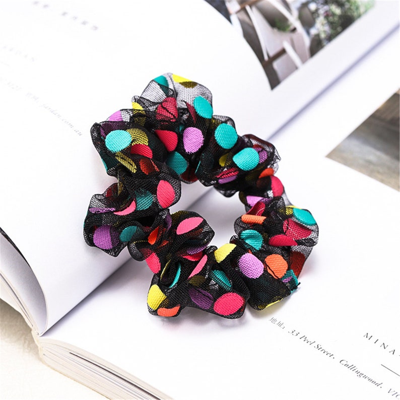Hair Scrunchies,Tulle Scrunchies,Hair Accessory Ponytail Hair Tie,Scrunchy,Polka Dot