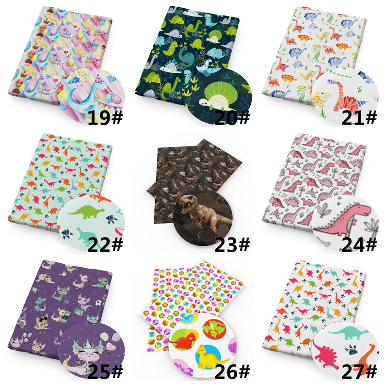 Dinosaurs Print Double Brushed Polyester Fabric By Half Yard,Soft Knit Stretch Fabric,Baby HeadWrap Headbow Diy Fabric image 5