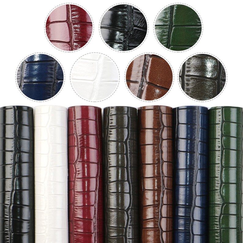 A5 Size 7pcs/set Pastel Faux Leather Sheets Bundle,Matte Leather Fabric,Earring Leatherette Sheets,synthetic leather Fabric bump texture glossy crocodile pattern A5 synthetic leather set（7piece/set）