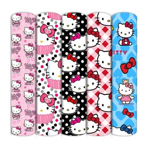Cute Cat Cartoon Print Double Brushed Polyester Fabric By Half Yard,Soft Knit Stretch Fabric,Baby HeadWrap Headbow Diy Fabric