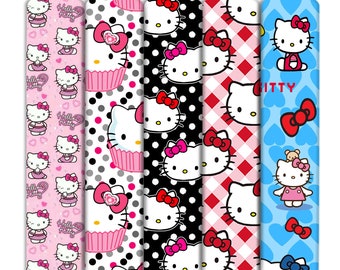 Cute Cat Cartoon Print Double Brushed Polyester Fabric By Half Yard,Soft Knit Stretch Fabric,Baby HeadWrap Headbow Diy Fabric
