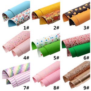 20*33cm Double Sided Faux Leather Sheets,Litchi Texture Fabric Sheet,Cartoon Printed Leather Decor,DIY Craft Supplies 35485