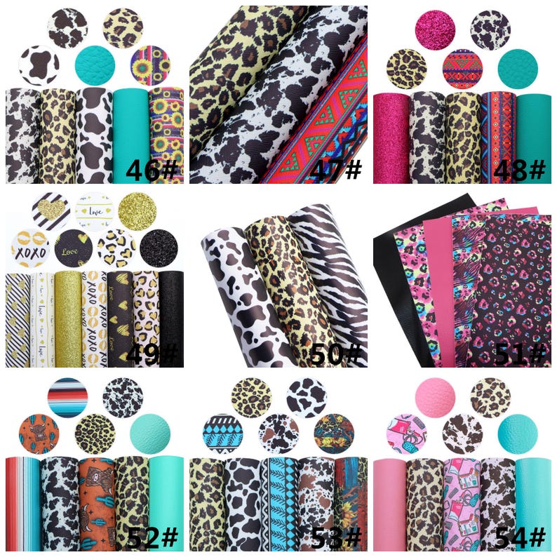 Animal Zebra Leopard Faux Leather Sheets Bundle Glitter Synthetic ...
