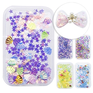 Rectangle Shakers 5pcs,Diy Bows,Mix Sequins,Embellishments,Craft supplies,Kids Girls Hair Accessories