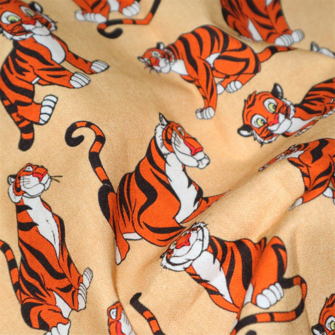 Tiger Printed FabricYellow Cotton FabricFabric | Etsy