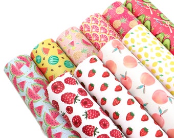 10 pcs/set,Faux Leather Sheets,Printed Faux Leather Fabric,Leatherette Sheets,Earring Bows Making Material,Watermelon,Strawberry Fabric