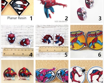 5個/ロット 漫画映画キャラクター スパイダー アクリル フラットバック 平面樹脂 カボション DIY ヘアリボン クリップ 携帯電話ケース ギフト 装飾 アクセサリー