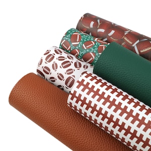 Sports Football Faux Leather Sheet Sets 6 pcs/set,Vegan Leather Solid Color,Hairbow Leather Sheets,Leather Bundle,Baseball