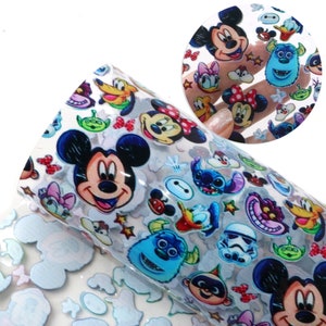 20*33cm Cartoon Mouse Transparent UV Printing Faux Synthetic Leather Fabric Sheets for Earring Bags Bow Earring DIY Craft 31875