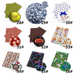 Tela de poliéster de doble cepillado con estampado de fútbol y béisbol por media yarda, tejido elástico de punto suave, diadema para bebé, tela DIY imagen 5