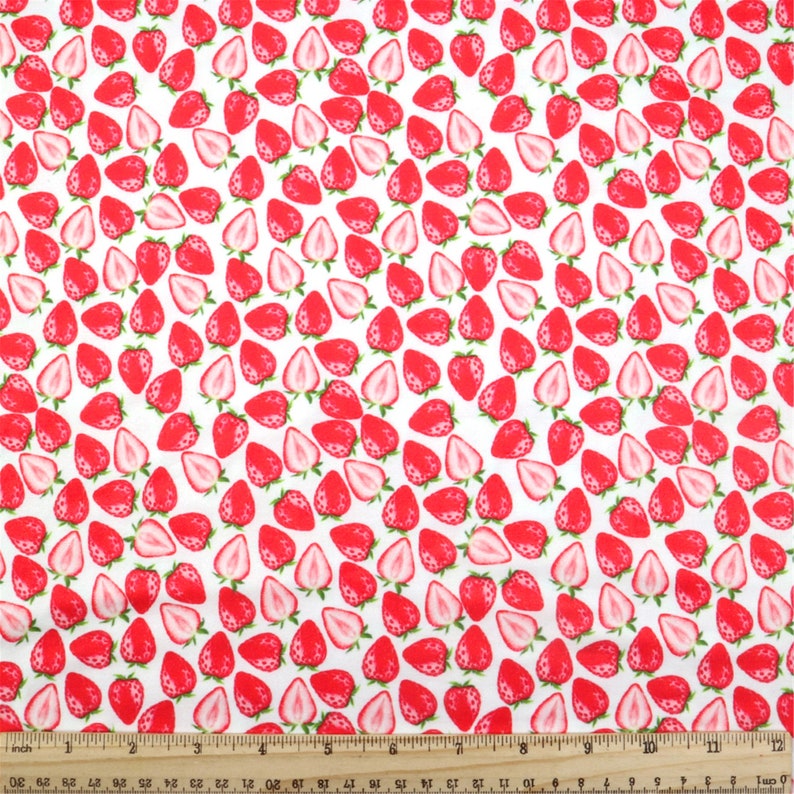 Double Brushed Polyester Fabric Strawberry By Half Yard,Soft Print Knit Stratch Fabric,Baby HeadWrap Headbow Diy Fabric,4 Way Stretch