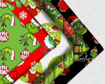 Christmas Cartoon Character Theme Printed Liverpool Bullet Textured Stretch Knit Fabric For Kid Clothing Doll Quilting Needlecraft By 1 Yard