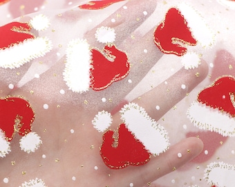 Christmas Fabric By The Yard,Snow Strawberry Mesh Fabric,Gold Glitter Organza Fabric,Diy Costumes Fabric,Santa Hat Tulle 33079
