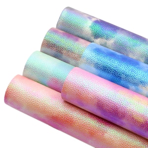 Cloudy Tie Dye Faux Leather Sheets,Synthetic Vinyl Sheets,DIY Bows Craft,Litchi Grain Pearl Vegan Leather Fabric image 1