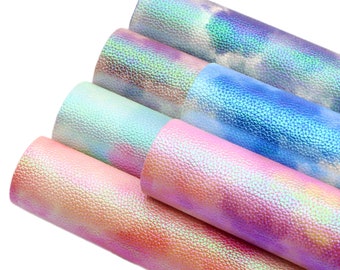 Cloudy Tie Dye Faux Leather Sheets,Synthetic Vinyl Sheets,DIY Bows Craft,Litchi Grain Pearl Vegan Leather Fabric