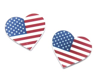 4th of July Heart Planar Resin Flatback 10pcs,Hair Bow Center Decor