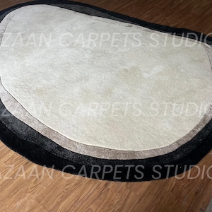 Hand Tufted Wool Area Rug: Modern Irregular Design, Custom Size