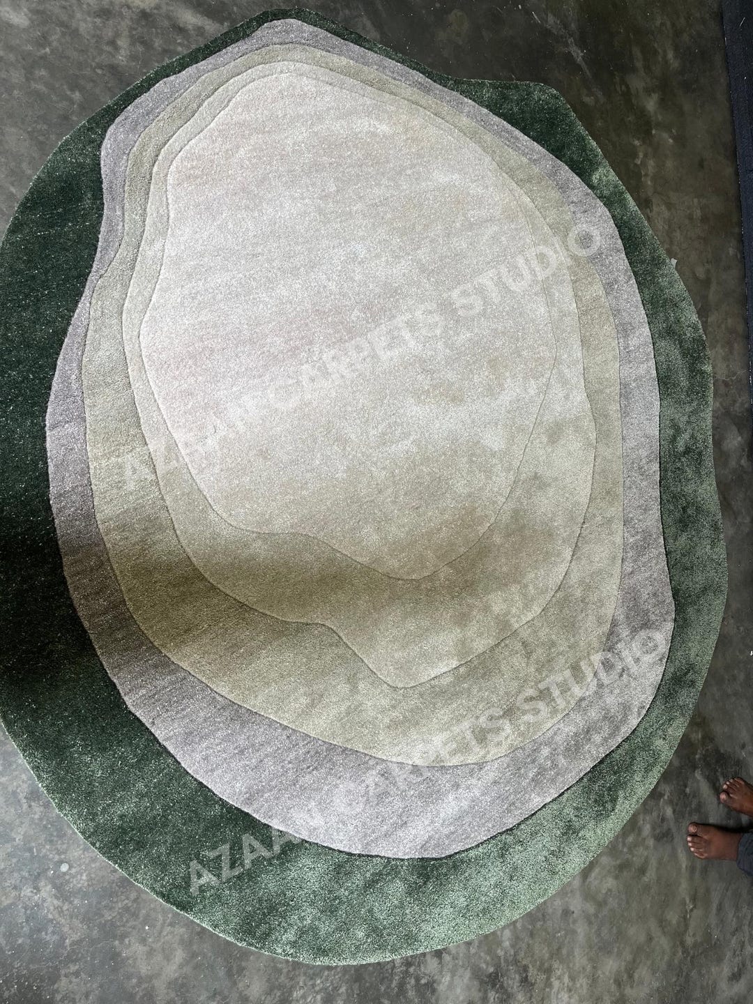 Organic Green Rug Organic Bamboo Silk Rug – Moss Green Topographic Abstract Area Rug - Etsy