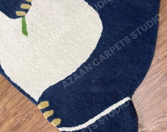 Handmade Panda Bear Rug Nursery Decor Tufted Animal Carpet |