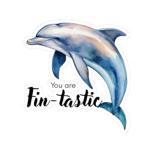 Fin-Tastic Dolphin Kiss-Cut Stickers, Fun Dolphin Stickers for Ocean Lovers, Cute Gift for Kids and Adults, Perfect for Decor, Laptop, [...]