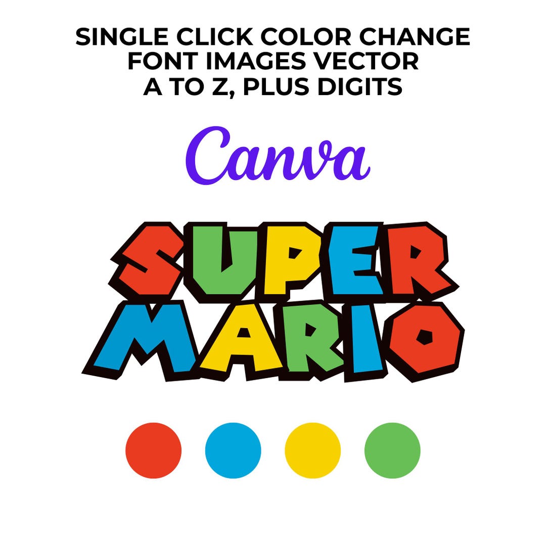 Super Mario Font Canva Template | Mario Bros Typography | Cool Cartoon ...