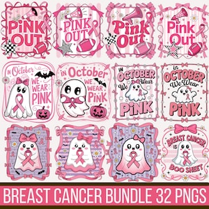 Breast Cancer Bundle Png, In October We Wear Pink Png, Preppy Breast Cancer Png, Pink Ghost png, Football breast cancer png, Pink Ribbon Png