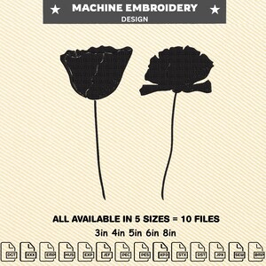 Kit di ricamo floreale a silhouette / Set di applicazioni floreali minimaliste (file digitale)