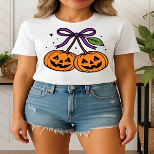 Pumpkin Cherries PNG JPG SVG, Autumn Girly Pumpkin Clipart, Halloween Pumpkin, Fall Pumpkin Coquette, Retro Bow Pumpkin
