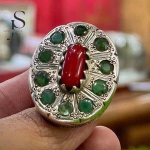 Handmade Sterling Silver Coral Ring: Boho Gemstone Jewelry