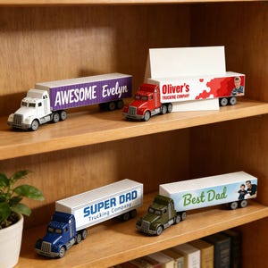 Personalized Toy Truck for Men,Custom Photo＆Name Toy Truck,Container Truck Toys, Model Vehicle Gift for Kids＆Dad,Birthday gift,Gift For Him