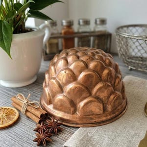 Antique Copper Jelly Mold Vintage Pinecone Cake Mould Hanging Kitchen Wall Decor Rustic Country Kitchen Cottagecore Cooper Jelly Mould