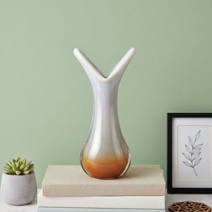 Mid-Century Modern Heavy Glass Vase: Retro 70s  Prokuplje Fabrika Stakla Decor, Made in Yugoslavia