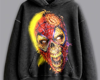 Acid Wash Zombie Superheld Hoodie, Dark Fantasy Gamer Geschenk