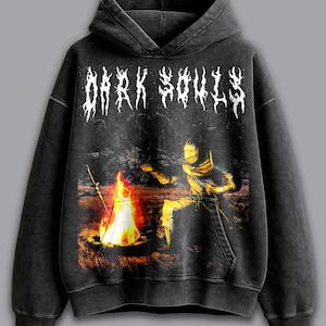Vintage DS2 Dark Souls Video Game Washed Heavy Hoodie, Horror Video Game T-Shirt, Horror Sweatshirt, Unisex T-shirt, Distressed Gamer Gift.