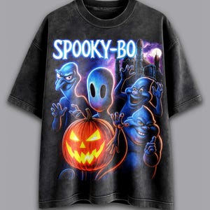 Vintage Halloween Spooky Boo Ghostly Washed Heavy T-Shirt, Horror Movie Sweatshirt, Halloween Hoodie, Unisex T-shirt, Halloween Horror Gift.