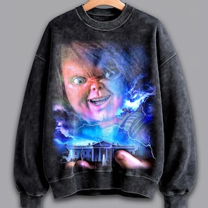Retro Horror Movie Halloween Washed Heavy Sweatshirt, Horror Movie Hoodie, Halloween Scary T-Shirt, Unisex T-shirt, Halloween Horror Gift.