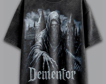 Vintage Dementor Graphic Hoodie, Acid Wash Gothic Sweatshirt