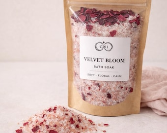 Velvet Bloom Bath Soak | Rose Vanilla Coconut Milk Bath for Stress Relief
