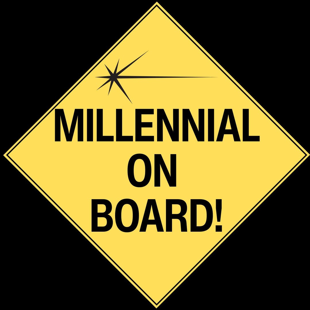 Milinal Sign Millennial on Board Car Magnet, Funny Millennial Sign, Humor Bumper ...