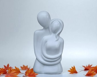 Art Deco Couple Sculpture: Abstract Lovers Embrace Figurine,romantic gift for anniversaries,Valentine’s Day
