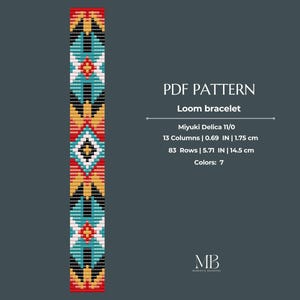 Southwest Bead Loom Pattern (PDF), Miyuki Delica Native Beaded Cuff Design (Instant download)