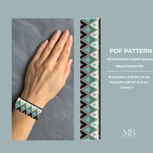 Türkis Geometrisches Peyote Perlenmuster PDF, Miyuki Delica Even Count Armband Chart (Sofortiger download)