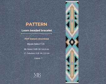 Blue Gradient Bead Pattern (PDF), Geometric Loom Bracelet Design
