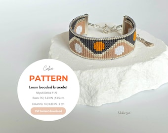 Miyuki Delica Loom Armband Muster: Silbergrau Geometrisches Design (PDF Muster)