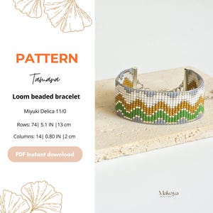 Loom bracelet PDF pattern Miyuki Delica beaded bracelet pattern, Geometric loom pattern easy for beginners