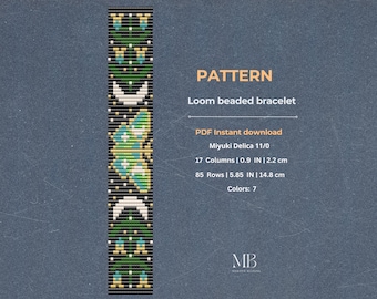 Luna Moth Loom Bead Pattern, Miyuki Delica Moon Bracelet Design (PDF Instant Download)