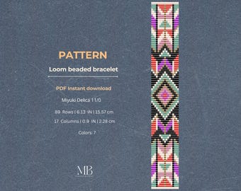 Native Style Bead Loom Pattern PDF, Seed bead Boho Bracelet DIY (Instant Download)
