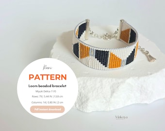 Miyuki Delica Bead Loom Pattern: Geometric Beaded Bracelet Design (PDF Pattern)