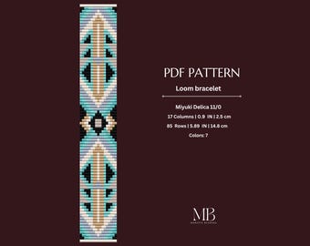 Blue Geometric Bead Loom Pattern (PDF), Seed Bead Bracelet Design (Instant Download)